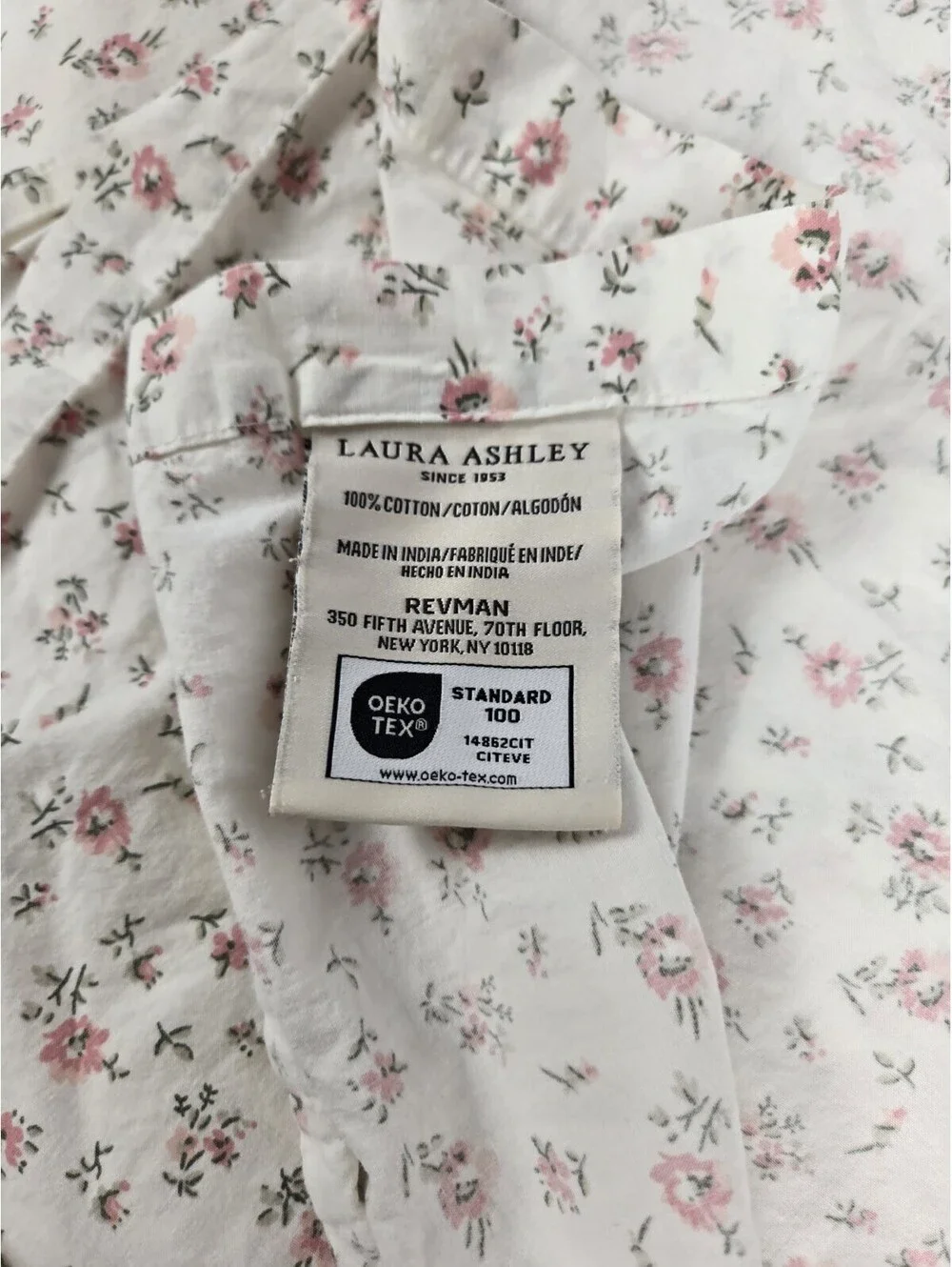 Laura Ashley Pink Flower Flat Sheet Full